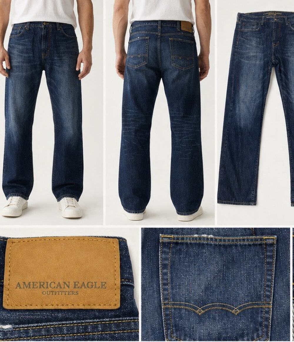 Y2K Indie Sleaze American Eagle Outfitters Loose Fit Jean 38x34 Dark Wash Indigo